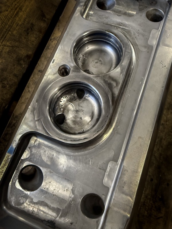 Machined bores on a finished bracket