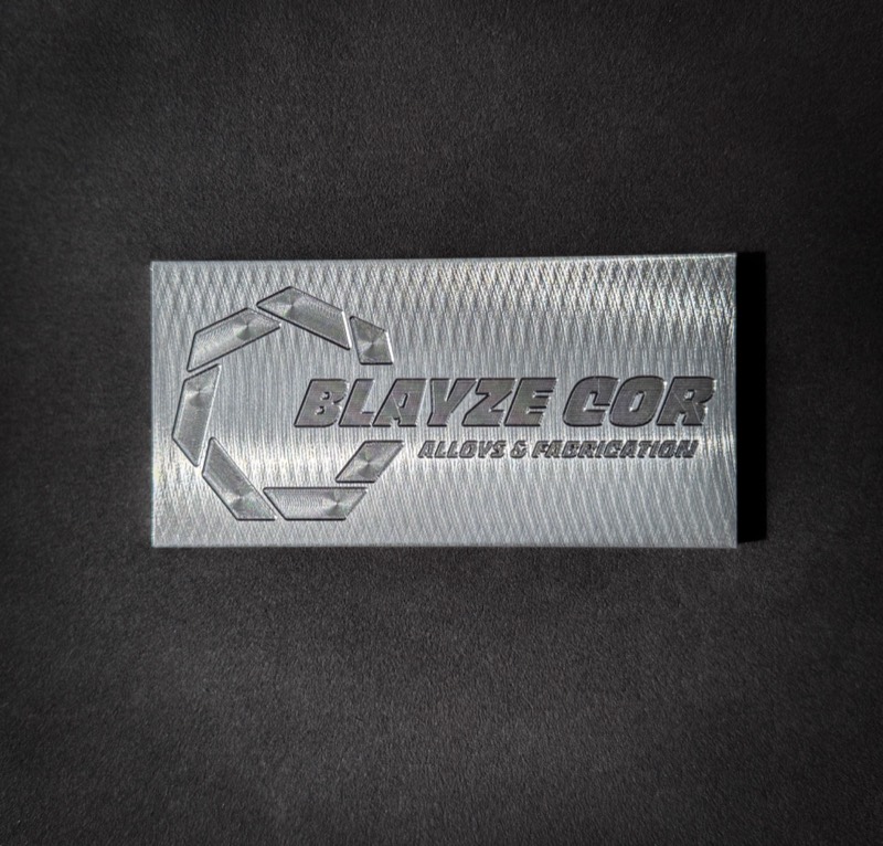 Engraved Blayze Cor brand nameplate